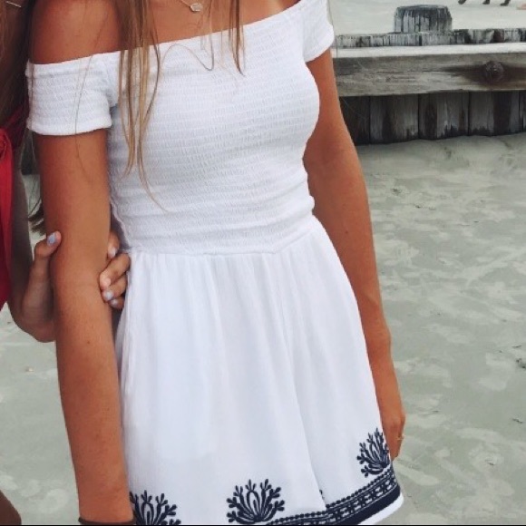 L*Space White romper with blue trim - Picture 2 of 2